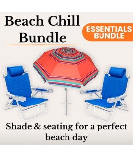 Beach Umbrella + 2 Beach Chairs Bundle