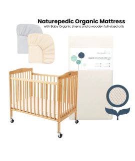 Crib with Organic Mattress and Organic Sheets